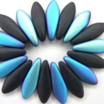 0010067 Matte Jet met AB, daggerbeads, 16 x 5 mm. 18 stuks.-0