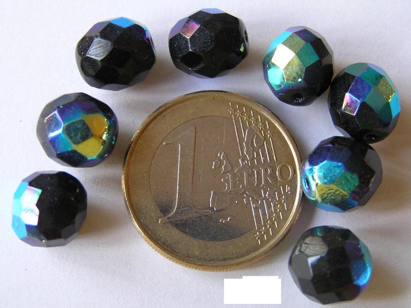 0010417 Zwart facet geslepen met AB 10 mm.-0 0010417 Zwart facet geslepen met AB 10 mm.-0