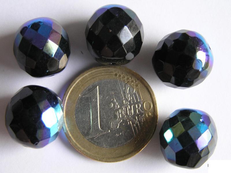 0010419 Zwart facet geslepen met AB 14 mm. 5 Pc.-0 0010419 Zwart facet geslepen met AB 14 mm. 5 Pc.-0