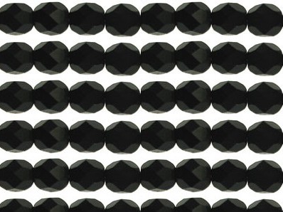 0010422 Mat zwart facet 6 mm. 25 Pc.-0