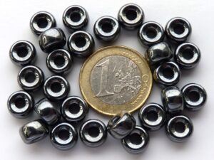 0020056 Hematite Roller Bead groter gat 9 x 5 mm. 22 stuks-0