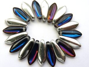 0020085 Crystal Heliotrope daggerbeads 16 x 5,5 mm. 20 stuks-0