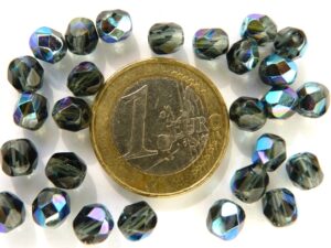 0020208 Montana Blue met AB, facet 6 mm. 25 stuks-0