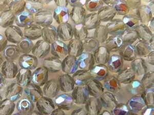 FP1-04-40020X Black Diamond AB Czech Glass Facet Firepolish 4mm