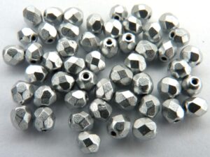 0020275 Matte metallic Aluminium facet 3 mm. 65 Pc-0
