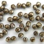 0020283 Matte Metallic Leather facet 4 mm. 50 Pc.-0