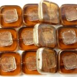 0030044 Dark Smoke Topaz Bronze Table Cut 14 x 14 x 4 mm. 4 Pc.-0