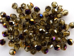 0030231 Topaz facet met purple Iris coating, 3 mm.-0