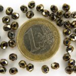 0030240 Jet Bronze picasso, facet , 4 mm.-0