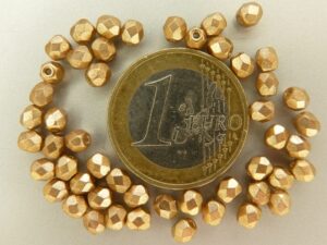 0030249 Matte metallic Gold Flax facet 4 mm. 50 Pc.-0