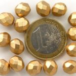 0030251 Matte Metallic Gold Flax facet 8 mm. 15pc-0