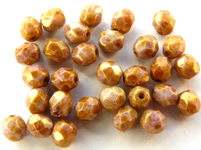 0030271 Opaque White Rose Gold /Topaz facet 4mm. 50 stuks-8047