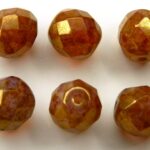 0030286 White Opal Gold Luster facet 10 mm. 6 Pc.-0