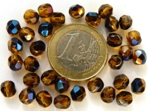 FP1-06-10070BR Topaz Blue Iris Czech Glass Facet Firepolish 6 mm