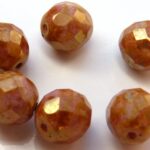 0030294 Opaque White Rose Gold /Topaz facet 10 mm. 6 Pc.-0