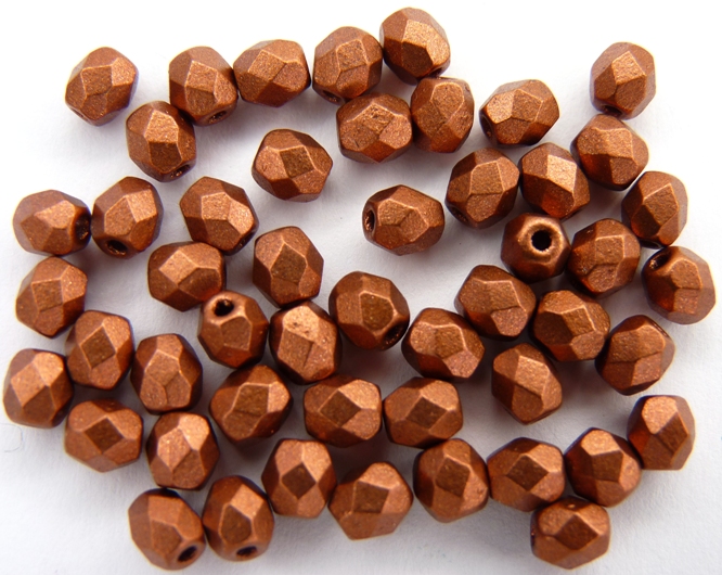 0030305 Matte Metallic Dark Copper Facet 4 mm.-0 0030305 Matte Metallic Dark Copper Facet 4 mm.-0