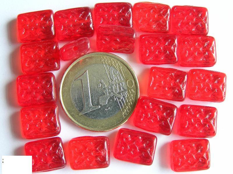 0050033 Helder rood platte rechthoek, met werkje.-0 0050033 Helder rood platte rechthoek, met werkje.-0