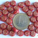 0050073 Opaque rood rond schijfje met goud-0