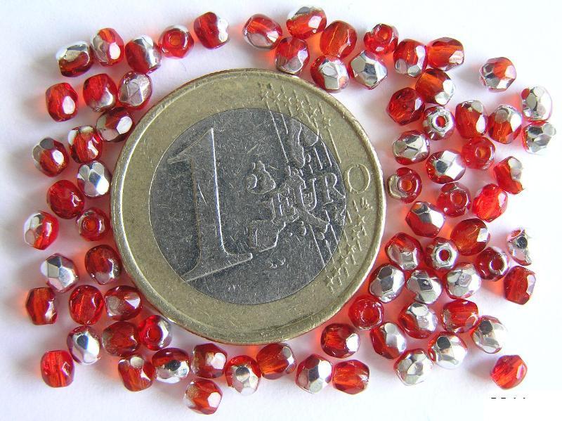 0050204 Light Siam ( rood)facet met half zilverkleur 3 mm-0 0050204 Light Siam ( rood)facet met half zilverkleur 3 mm-0