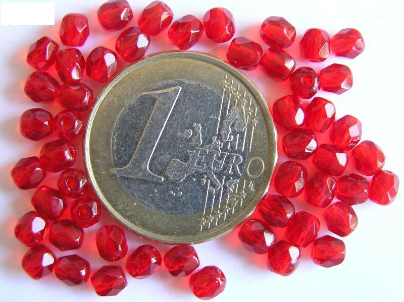 FP1-04-90080 Siam Ruby Czech Glass Facet Firepolish 4mm FP1-04-90080 Siam Ruby Czech Glass Facet Firepolish 4mm