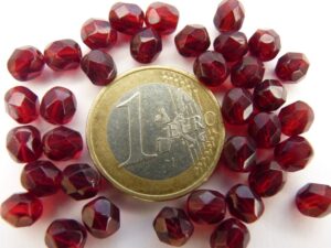 FP1-06-90120 Dark Garnet Czech Glass Facet Firepolish 6 mm