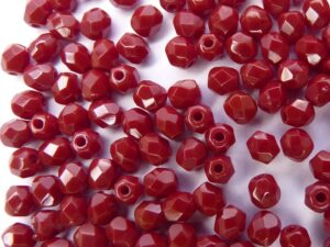 0050260 Dark Opaque Coral Red, facet 4 mm.-0