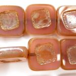 0070004 Pink Opal Silver travertin, Table cut 14 x 5 mm. 4 Pc-0