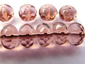 0070402 French Rose Donut rondelle, facet 9 x 6 mm.-0