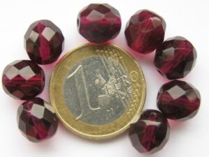 0070413 Donker Fuchsia roze facet 10 mm.-0