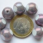0080224 Opaque White Purple Luster Window special 3 Cut 12 mm. 7 Pc.-0