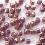 0080521 White Opal Purple Luster facet 4 mm. 40 Pc.-0