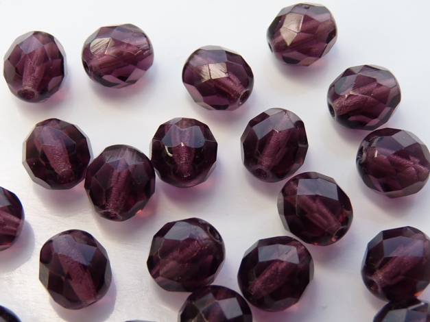 0080533 Medium Amethyst Facet 8 mm. 15 Pc.-0 0080533 Medium Amethyst Facet 8 mm. 15 Pc.-0