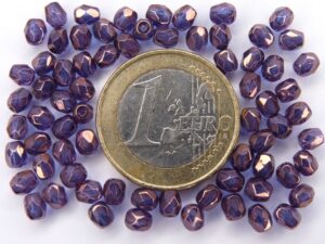 FP1-04-00030-15726 Crystal Lila Vega Luster Czech Glass Facet Firepolish 4mm