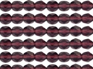 FP1-04-20080 Dark Amethyst Czech Glass Facet Firepolish 4mm