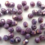 0080631 Metallic Amethyst met luster facet 4 mm.-0