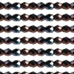 0080637 Jet/Luster metallic Amethyst facet, 3 mm.-0
