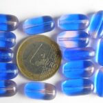 0090002 Blauw met roze glaskralen 15 Pc.-0