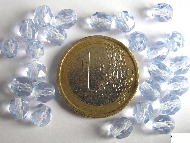 0090127 Light Sapphire facet 6 mm. 25 Pc.-0 0090127 Light Sapphire facet 6 mm. 25 Pc.-0