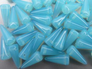 0090223 Spike Beads Opal Aqua 5 x 13 mm. 15 stuks-0