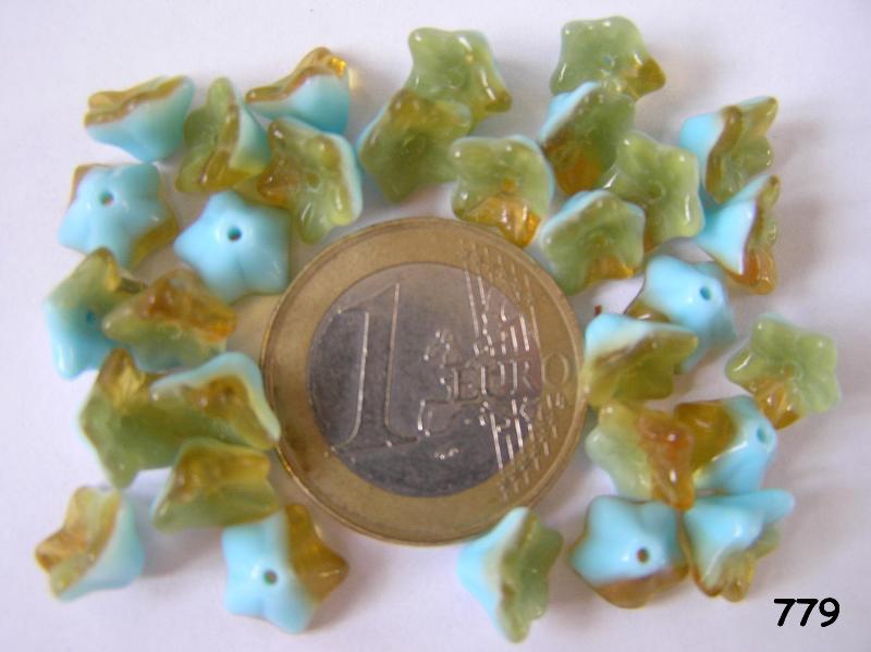 0090250 Aquablauw met bruin kelkvormige bloemen-0