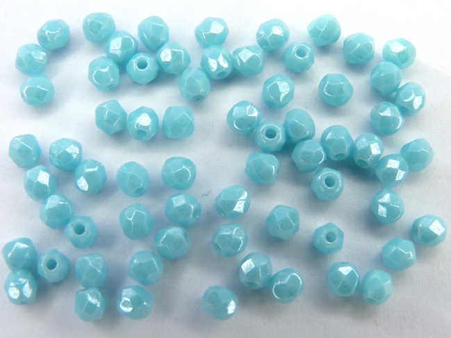 0090322 Sky Bue Coral luster facet, 3 mm. 50 Pc.-0