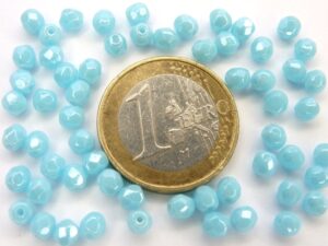 0090323 Opaque Blue Turquoise white Lustered facet 4 mm. 40 St.-0