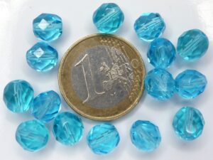 0090339 Aquamarine facet 8 mm. 15 stuks-0