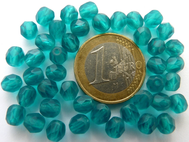 0090352 Matte Dark Teal facet, 6 mm. 25 stuks-0 0090352 Matte Dark Teal facet, 6 mm. 25 stuks-0
