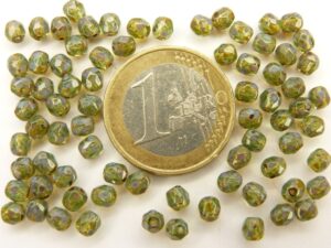 0090358 Aquamarine - Travertin facet, 4 mm. 50 stuks-0