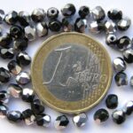 0010440 Jet half labrador facet 4 mm. 50 Pc.-0