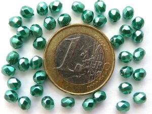 0100481 Turquoise Green Metal coated Facet 4 mm. 40 st.-0