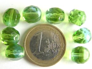 0100389 Groen met aquablauw, apart facet 10 mm.-0