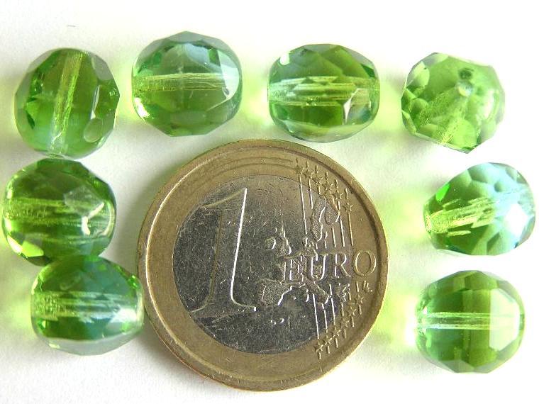 0100389 Groen met aquablauw, apart facet 10 mm.-0 0100389 Groen met aquablauw, apart facet 10 mm.-0