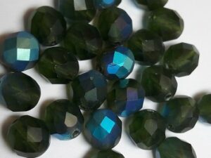 0100402 Matte Olivine AB facet , 8 mm.-0